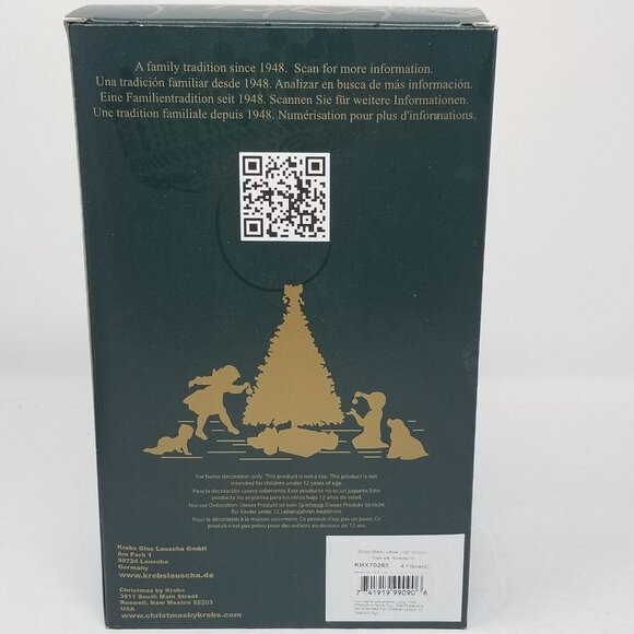 Krebs Glass Christmas Ornaments Ho Box of 4 Black Ebany Shine / Velvet 2.58" New - Picture 2 of 2